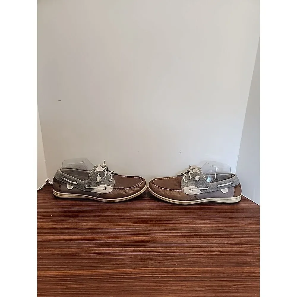 Sperry STS97722 Boat Dock Side Slip On‎ Shoe Grey Brown Cream Mens 9 Woman's 11